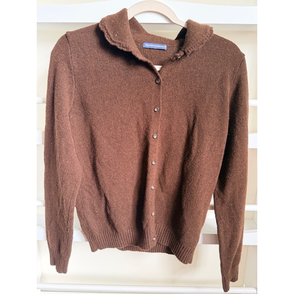 Brandy Melville Brown Button Up Collared Cardigan Sweater One Size